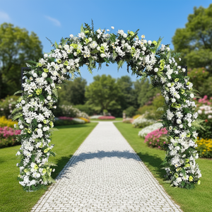 Nuevo Arco de Boda de Doble Poste con Estante, Soporte para Flores, Decoración para Escenarios de Boda, Fondo para Puerta - Product Image 1