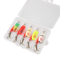 5 pièces en métal artificiel dur appât Spinner leurre pour bar saumon et poisson-chat-longue distance à manivelle leurre de pêche en rivière
