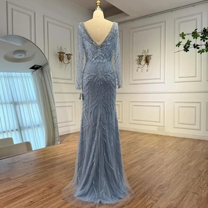 Vestidos de noche de lujo con cuentas para mujer, color rosa/azul, manga larga, sobrefalda extraíble, vestidos para invitadas de <span class=keywords><strong>boda</strong></span>, GLA72963 - Product Image 6