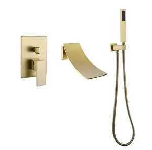 Into the wall shower hot and cold water bath faucet waterfall dark installed shower