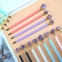 Crayon infini en métal sans encre avec embout en améthyste de luxe pour l'école, le bureau, les fournitures de papeterie, cadeau