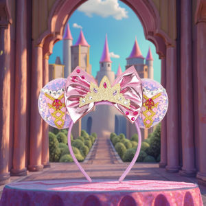 Accesorios para el Cabello de <span class=keywords><strong>Rapunzel</strong></span> de Cosplay, con Flores de Diamantes de Imitación, Lazo Brillante y Orejas de Ratón, Diadema para Niñas - Product Image 2