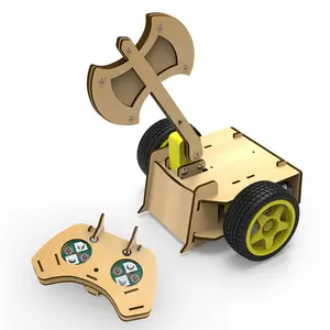 DIY STEM educational toy science assembly wooden puzzle kits for kids Battle bot Robot Set