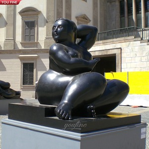 YOUFINE Mayorista Personalizado Famoso Tamaño Grande Bronce <span class=keywords><strong>Fernando</strong></span> Botero Arte Estatua Sentada Dama Gorda Escultura - Product Image 2