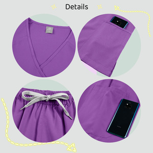 HZMNOI Women Scrub Set Short Sleeve V Neck <b>Top</b> And Pants Moisture Wicking For Hospital Work Uniform - Product Image 4