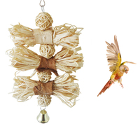 Oiseau perroquet jouet en bois raphia herbe oiseaux mâcher morsure suspendu Cage balançoire escalade jouets à mâcher avec cloche luffa naturel vigne perroquet jouets