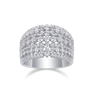 Anillo de Moissanita con Incrustaciones de Piedras, Plata de Ley 925, Diseño de Banda Ancha, Joyería Brillante, Elegante y Moderna - Product Image 5
