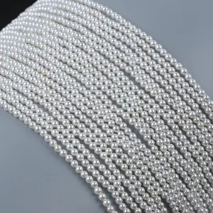 2-5毫米AAA批发高品质白色珍珠母壳圆形珍珠链