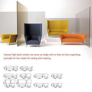 Canapé de bureau modulaire convertible moderne en tissu, trois places, pour salle d'attente, hôtel, bureau - Product Image 6