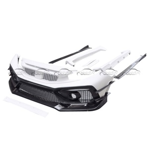 Carbon + FRP Front Bumper Lip Spoiler Side Skirts <b>Splitters</b> Canards Trims Grille for Honda Civic 10TH FK8 VRS Style Body Kits - Product Image 2