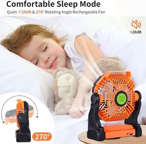Ventilateur de camping portable pliable à LED, design sans pales, rotation à 270°, rechargeable par USB, pour tente, voiture, extérieur - Product Image 5