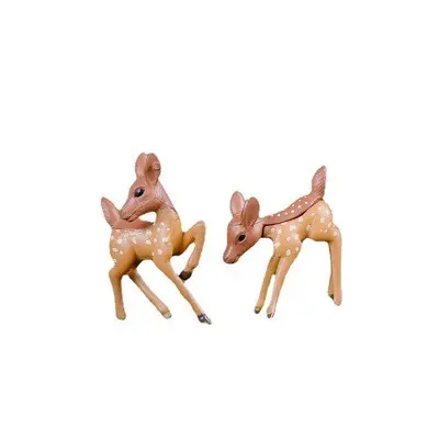 Hot-Selling Cute Small Deer Christmas Decor Miniature Fairy Garden Accessories Resin Animal Figurines For Decoration