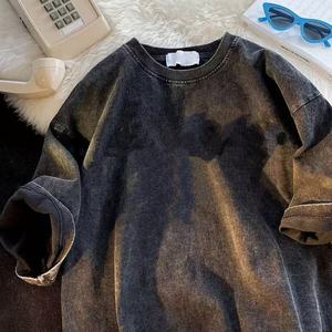 เสื้อยืดโอเวอร์ไซส์ผ้าคอตตอนหนานุ่ม พิมพ์ลายกราฟิกคุณภาพสูง สไตล์วินเทจฟอกสี  สำหรับผู้ชาย  รับสกรีนโลโก้ตามแบบ - Product Image 3