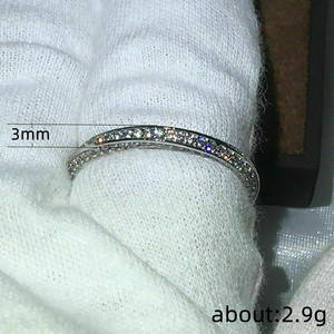 F421 <b>Eternity</b> Band <b>Ring</b> <b>Cubic</b> <b>Zirconia</b> Pave Setting Round Stone Unisex Wedding Fashion <b>Ring</b> - Product Image 5