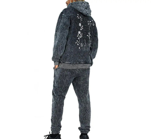 Ensemble personnalisé de pantalons de survêtement pulls à capuche en éponge française survêtement décontracté respirant et lavé à l'acide pour hommes pour l'automne meilleurs fabricants - Product Image 2