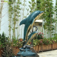 Statue de maisons côtières à thème marin Sculpture en bronze Boîte aux lettres dauphin