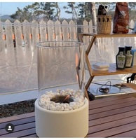 Échantillon gratuit TT-15 Cheminée à éthanol de table en acier inoxydable noir et gris avec brûleur de 0,214 L pour utilisation en extérieur dans le jardin