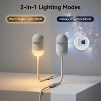 Projecteur moderne avec fonction ciel étoilé RGB, lumière de nuit LED blanc chaud à intensité variable, alimenté par USB, pour chambre à coucher