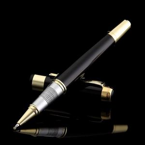 High Quality Custom Logo Premium Executive Gift High End Business Metal Roller <b>Pen</b> Black Silver <b>Color</b> Liquid Ink Ballpoint <b>Pen</b> - Product Image 3