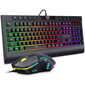 Gaming Toetsenbord Muis Combo Usb Bedraad Lichtgevende Toetsenbord Gamer Kit Multi Media Led Rgb Backlit Toetsenbord En Muis