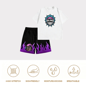 Ensemble deux pièces d'été pour homme OEM, en jersey 100% coton mercerisé teint en pièce, avec short respirant à taille élastique et couleur unie - Product Image 2