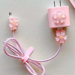 For iPhone 18W 20W Protectores De Cables TPU Silicone Cute 3D Flower Design Spiral <b>Phone</b> Data Usb Charger Cable <b>Protector</b> - Product Image 5