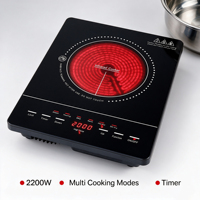 Cuisinière à induction électrique portable à brûleur unique 2200W avec fonction Hotpot pour hôtels et usage domestique, boîtier en plastique – Vente chaude