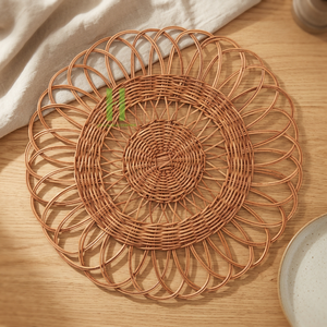 Eco-friendly Bamboo Charger <b>Plate</b> Wall Decoration Flower Bohemian Style Custom Color Placemat Home Table <b>Mats</b> OEM Made Vietnam - Product Image 1