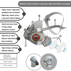 หน้ากากช่วยหายใจแบบครึ่งหน้าซิลิโคนแบบใช้ซ้ำได้ พร้อมไส้กรองสำหรับกรองฝุ่น - Product Image 3