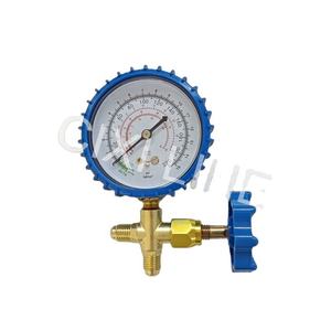 เกจวัดความดันพร้อมวาล์วท่อร่วม R32 R410A R22เครื่องทำความเย็นทองเหลือง R134a เดียว HVAC - Product Image 1