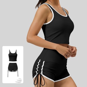Conjunto Deportivo de 2 Piezas para Mujer, Transpirable, con Relleno en el Pecho, Soporte de Alta Resistencia, Shorts de Yoga con Cintura Elástica - Product Image 4