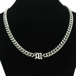 จี้ห้อยคอแบบโซ่คิวบาเคลือบเงา สร้อยคอหนา สแตนเลสสตีลแบบสั้น - Product Image 1