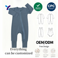 Combinaisons pour bébés filles en viscose de bambou, à double fermeture éclair, motif dessin animé, personnalisables, meilleures ventes, vente en gros