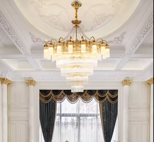 Zeal Lighting Vintage Brass Antique Luces colgantes K9 Crystal Luxury Copper chandelier Gold - Product Image 1