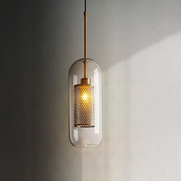 JACKSUN-Lampe Suspendue en Verre LED avec Corps en Métal, pour Restaurant, Bar, Café