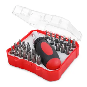 31pc Compact Hex Shank Screw Driver Multi Bit Set & Ratchet Bit Handle with Security Torx Bits in a Tray Case. OEM ODM Ready