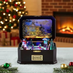 Boîte à musique avec mouvement, scène <span class=keywords><strong>de</strong></span> village <span class=keywords><strong>de</strong></span> patinage avec <span class=keywords><strong>bonhomme</strong></span> <span class=keywords><strong>de</strong></span> <span class=keywords><strong>neige</strong></span> et enfant <span class=keywords><strong>de</strong></span> <span class=keywords><strong>Noël</strong></span>, <span class=keywords><strong>chanson</strong></span> <span class=keywords><strong>de</strong></span> <span class=keywords><strong>Noël</strong></span>, en plastique et polyrésine, cadeau pour enfants - Product Image 1