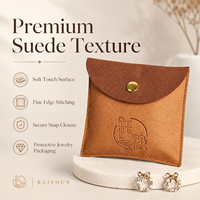 Pochette à bijoux en micro-suède avec logo personnalisé, fermeture à rabat, anti-rayures, anti-poussière, OEM, vente en gros