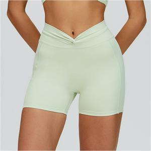Shorts de yoga légers pour femmes, taille haute, couleur unie, avec tissu extensible quadridirectionnel respirant - Matière Spandex/Nylon - Product Image 6