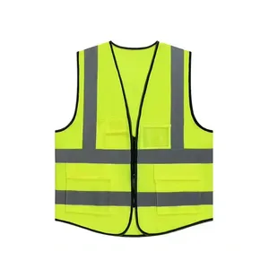 Zipper Closure Reflective Vest Silver Matte Shiny Traffic Safe Vest Running Construction safety west with Pocket