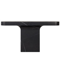 Table console monolithique en marbre unique, plateau rectangulaire arrondi, mobilier d'entrée contemporain de luxe pour la maison de rêve