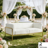 Nouveau design, longue banquette en acier inoxydable doré, canapé trône pour mariés, fauteuil double pour événements