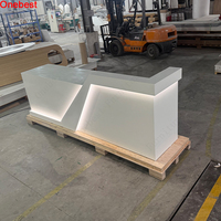 Comptoir de bienvenue en pierre de bureau d'accueil d'école de Surface solide de Corian blanc brillant de qualité supérieure à vendre