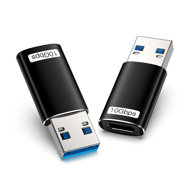 Custom logo USB 3.2 to Type C Female Adapter 10Gbps Black AM to CF OTG Connector for Desktop Laptop