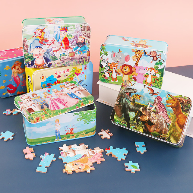 Children's Educational DIY 200PCS Wood Jigsaw Puzzle Iron Animal Toy for Kids Boys and Girls Fun Learning