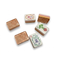 Jeu de Mahjong Américain avec Tuiles Acryliques Nacrées, Tapis de Luxe, Design Art Déco Dragon Noir Rose Orange, Portable pour le Divertissement