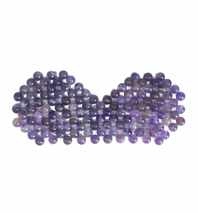 Outil de soin anti-poches sous les yeux, masque oculaire en pierre naturelle à sensation froide, petites perles rondes en améthyste, masque pour les yeux en cristal - Product Image 1