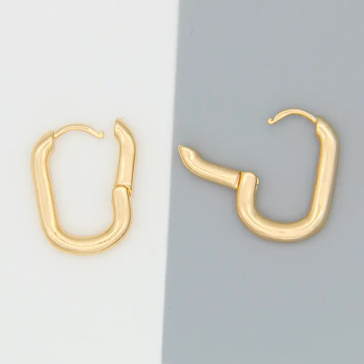 New Trendy Elegant Metallic Gold Plated Stud Huggie Wedding Earing Gold Hoop Earrings Oval U Shape Hoop Earrings
