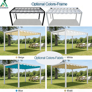 <span class=keywords><strong>Pergola</strong></span> à auvent réglable manuellement ANCSEM, structure en <span class=keywords><strong>aluminium</strong></span> pour patio et jardin, avec sangles de verrouillage incluses - Product Image 2