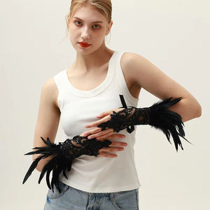 Bracelet de plumes de carnaval de haute qualité mitaines gothiques Lolita bracelet en dentelle pour Cosplay - Product Image 3